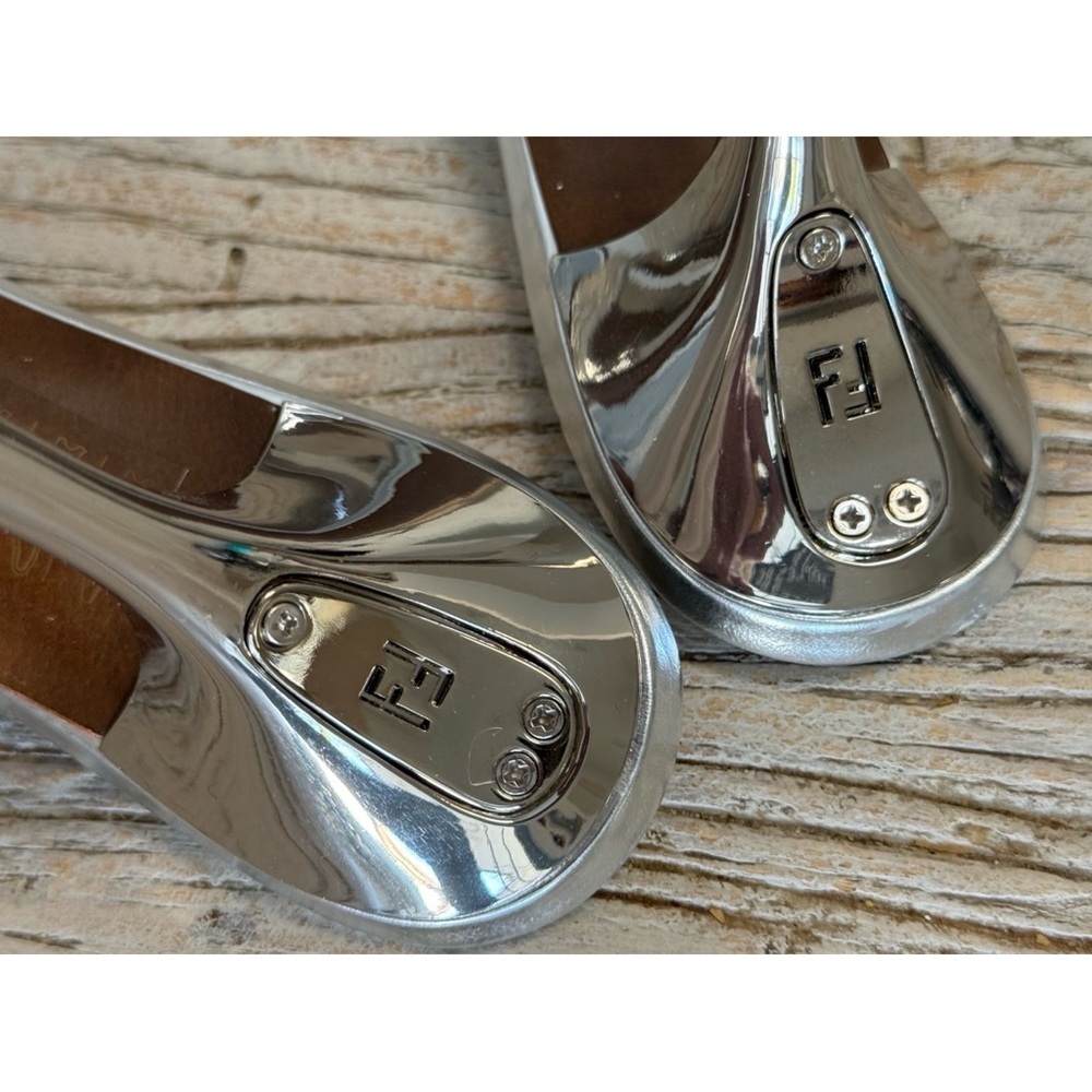 Women’s Fendi Metallic silver Kitten heels Size 37.5 - Picture 12 of 17
